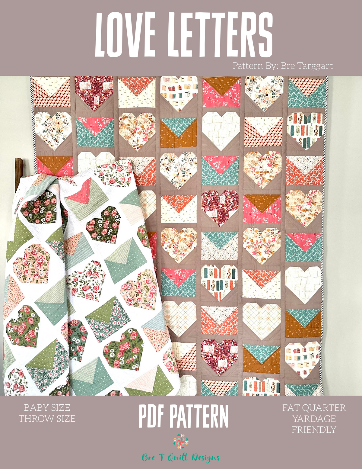 Love Letters Quilt PDF Pattern- 62″×72″ Beginner Friendly Heart Quilt ...